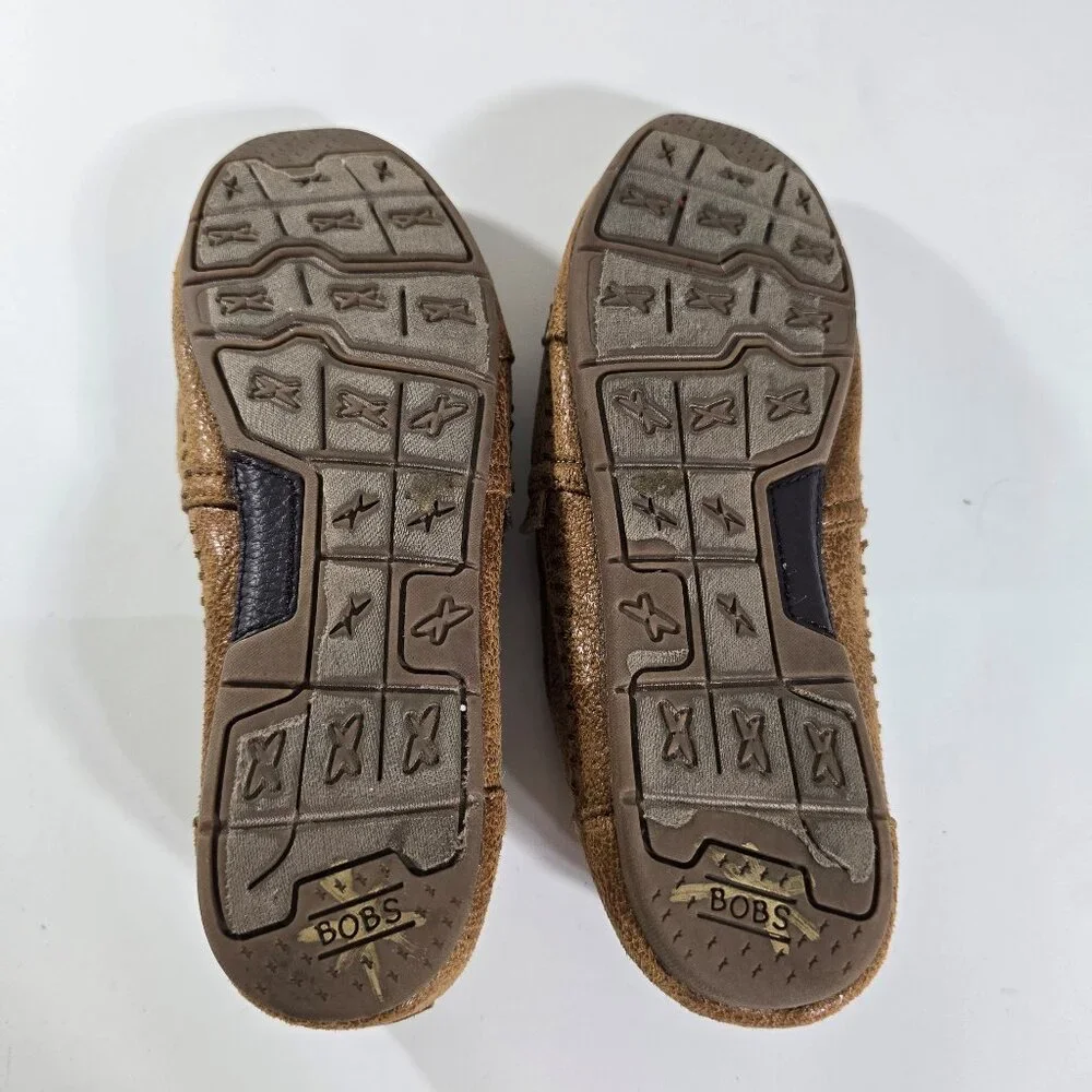Bobs Womens W 8 Espadrille Memory Foam Brown Leather Look Textile Slip On‎ Shoe